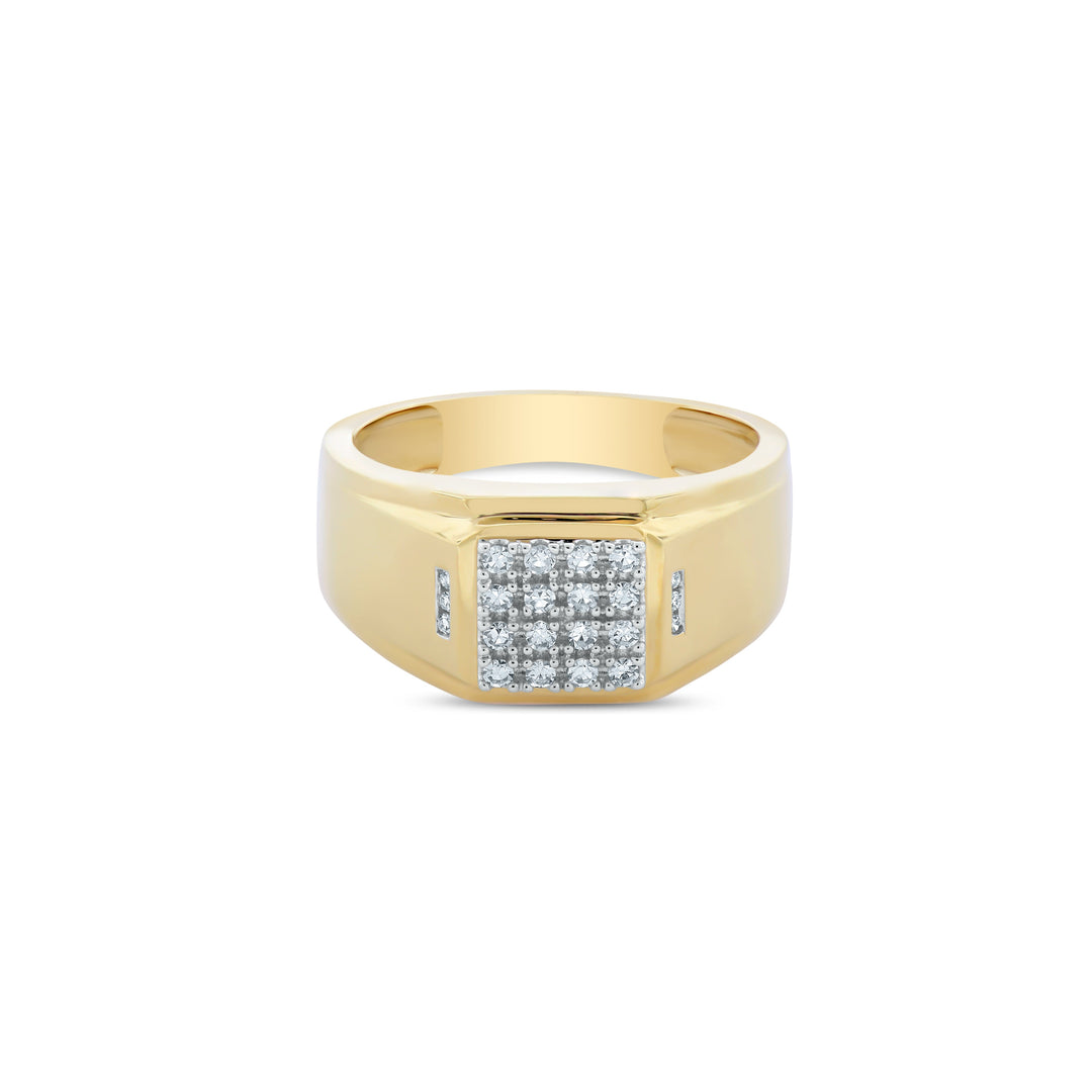 Unique Statement 2 Carat VS Diamond Ring For Men 18K Yellow Gold Band 000778